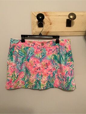 Lilly Pulitzer Nicki Skirt Skort, Size 14, Pink & Blue Watercolor Pattern